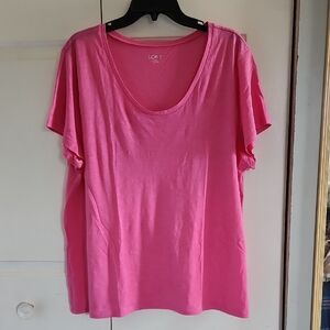 LOFT Pink Relaxed Short Sleeve Tee